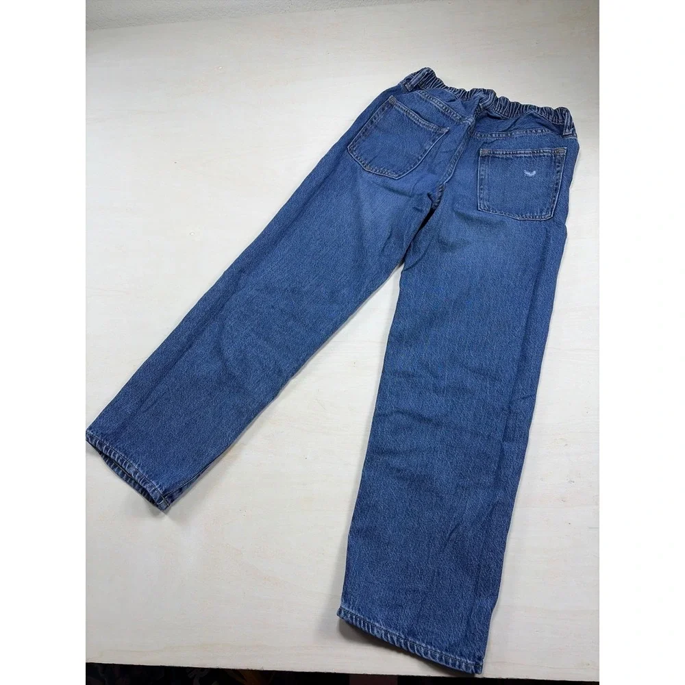 Gap Kids Boys Relaxed Fit Distressed Blue Jeans Size14 Elastic Waist Medium Wash